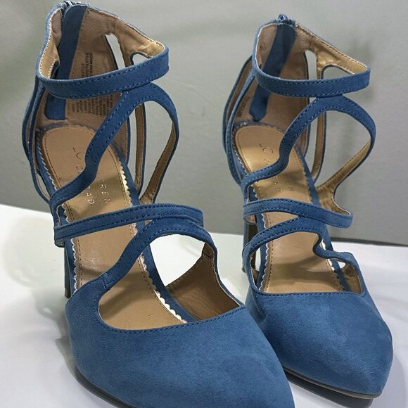 LC Lauren Conrad Blue Strappy Heels - Picture 1 of 13